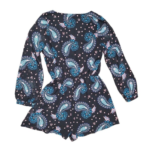 Express Women's Romper Black Paisley Long Sleeve One Piece Lined Small - Picture 5 of 7